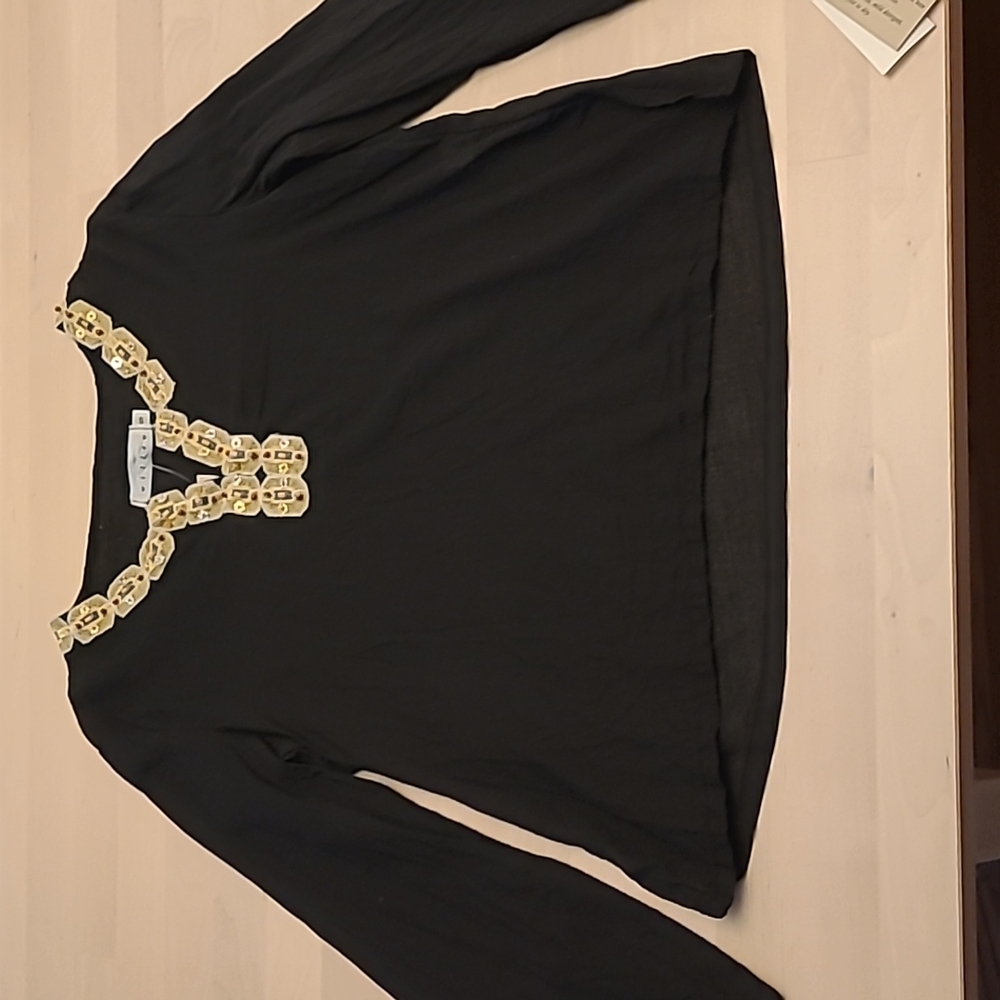 NWT Deadstock Vintage Embroidered/Beaded Neckline Cotton Shirt from Willow